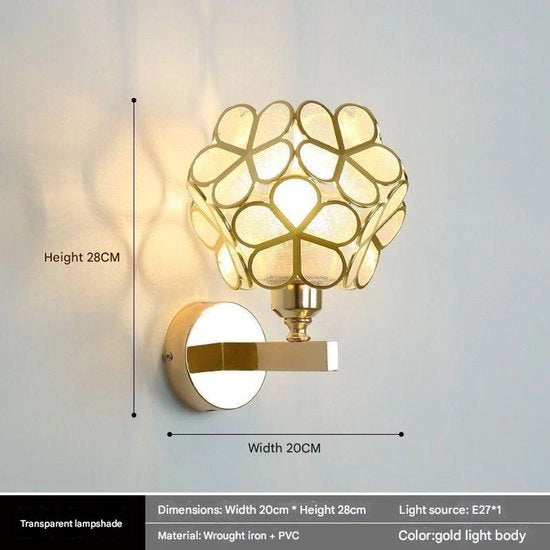 Lampada da parete con copertura in vetro, decorazione d'interni, stile 9, adatta per camera da letto, soggiorno e ingresso