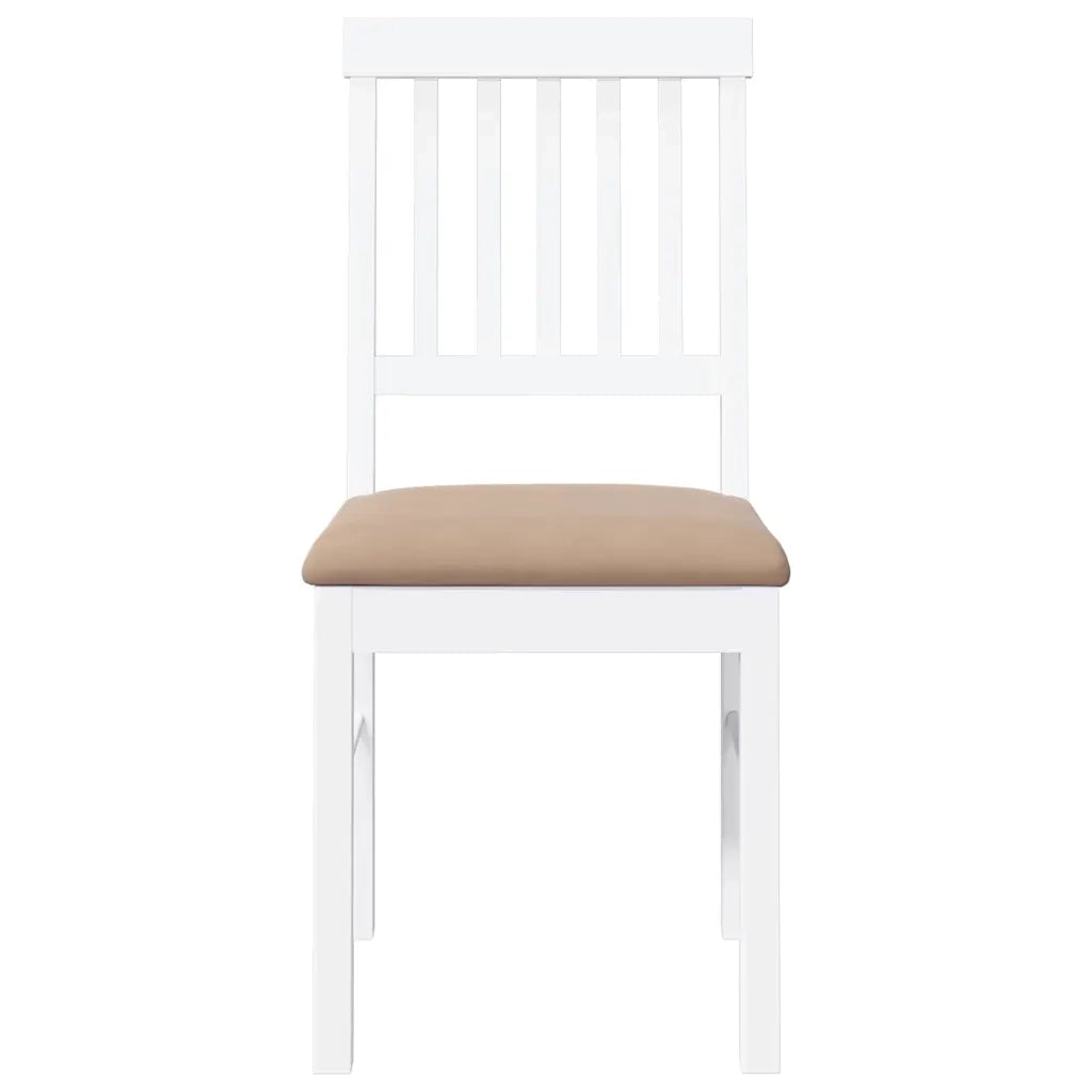 Sedie da Pranzo con Cuscini 2 pz | Sedie da cucina Bianco Legno Massello di Hevea