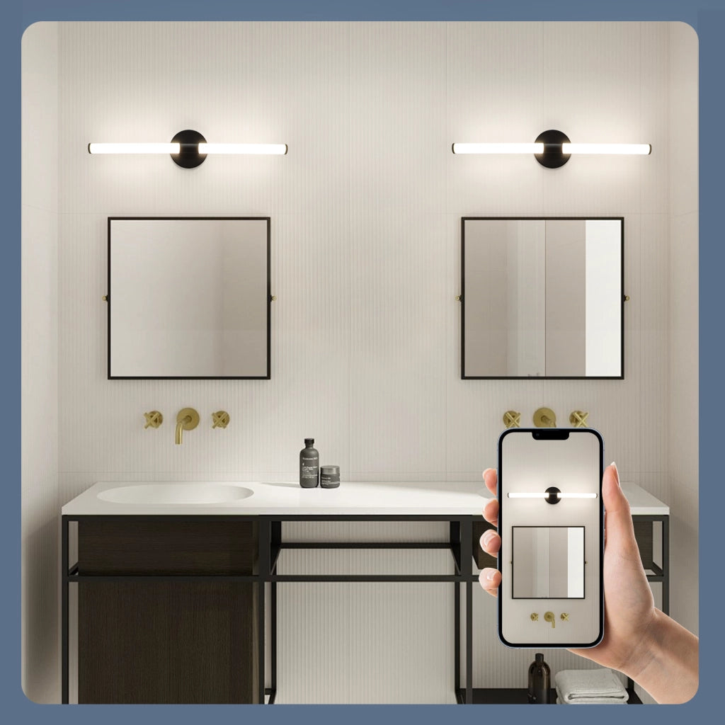 ZMH Lampada da Specchio LED a Parete 60cm 8 W Nera 4000K Luce Neutra Moderna IP44 per Bagno Armadio Cantina
