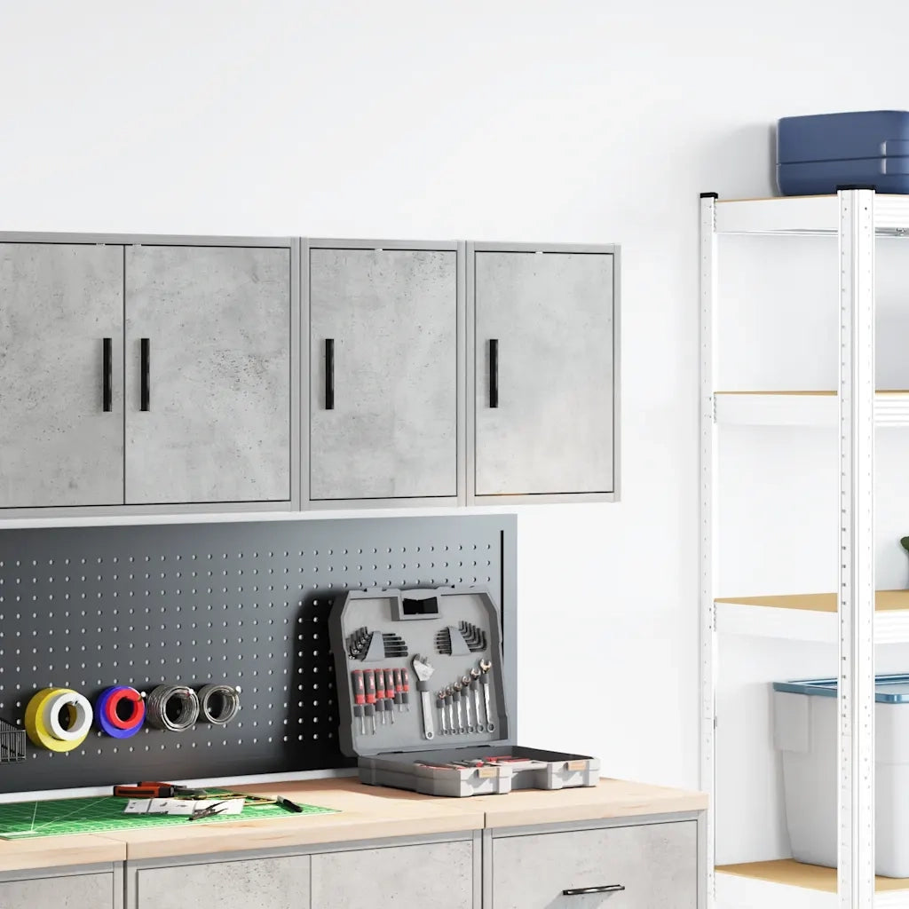 vidaXL Pensili per Garage 2 pz Grigio Cemento in Legno Multistrato