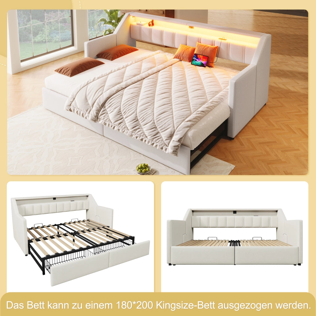 Letto giorno funzionale in lino 90x200 cm