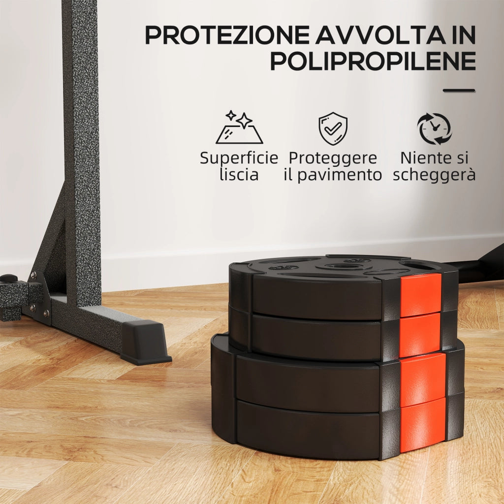Kit Pesi con 2 Dischi da 5 kg e 2 Dischi da 2.5 kg in Polipropilene e Sabbia, ?27x4.5 cm e ?24x3.5 cm, Nero