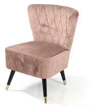 POLTRONA IN VELLUTO CON GAMBE NERE 63,5 X 66 X 84 CM CM COLORE ROSA CIPRIA