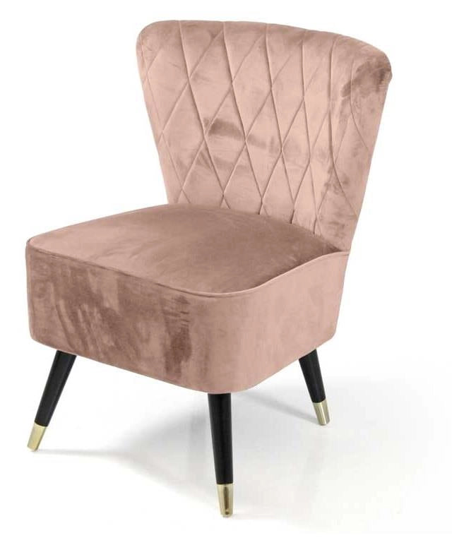 POLTRONA IN VELLUTO CON GAMBE NERE 63,5 X 66 X 84 CM CM COLORE ROSA CIPRIA