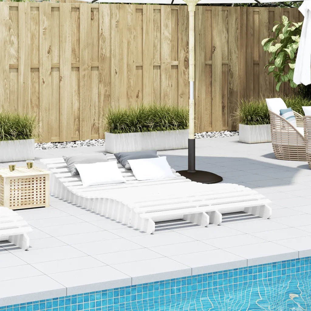 Lettini Prendisole 2 pz | Sdraio da giardino | Lettino da sole Bianchi 205x60x31,5 Legno Massello Pino