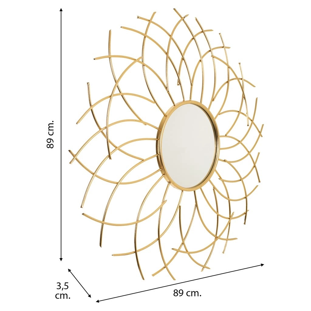 Specchio in metallo dorato 89x3,5x89h