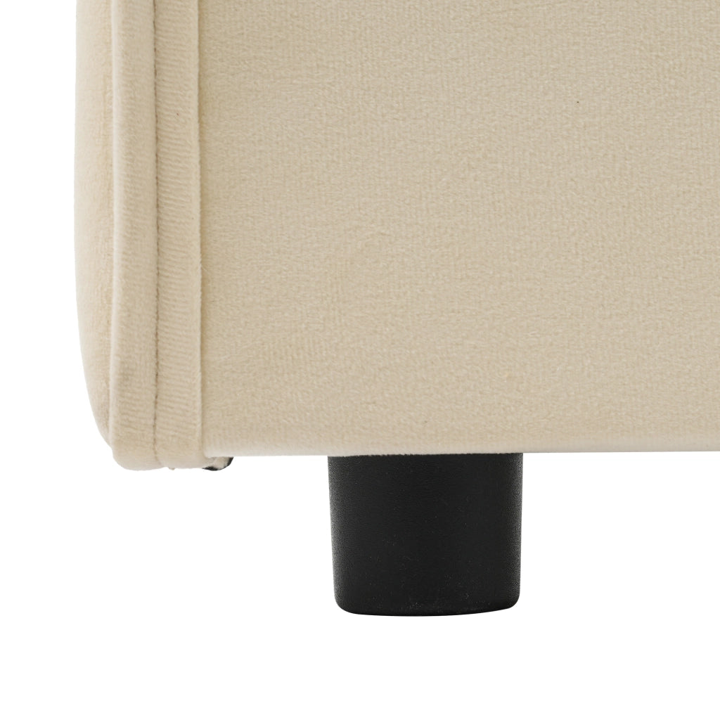 OKWISH Letto Banquette 90×200 cm, Letto Singolo con USB, Tipo C, 2 Cassetti e Tasche Laterali, senza Materasso, in Velluto, Beige