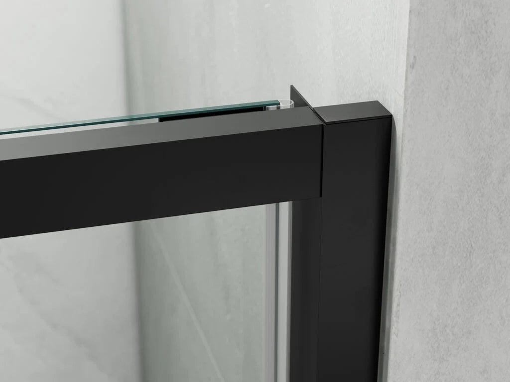 Box doccia angolare SPAZIO porta battente + laterale fisso 65x80 cm (63.5-65/76.5-79) nero opaco