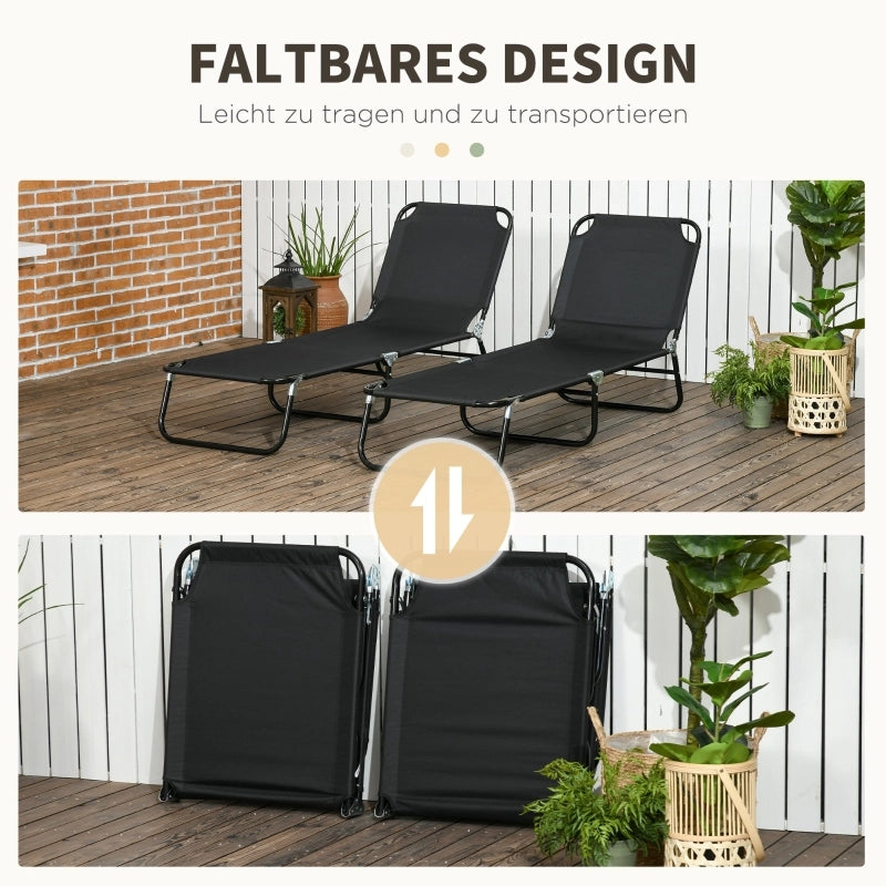 Lettini prendisole set da 2 pieghevoli con schienale regolabile in 5 posizioni per giardino beige