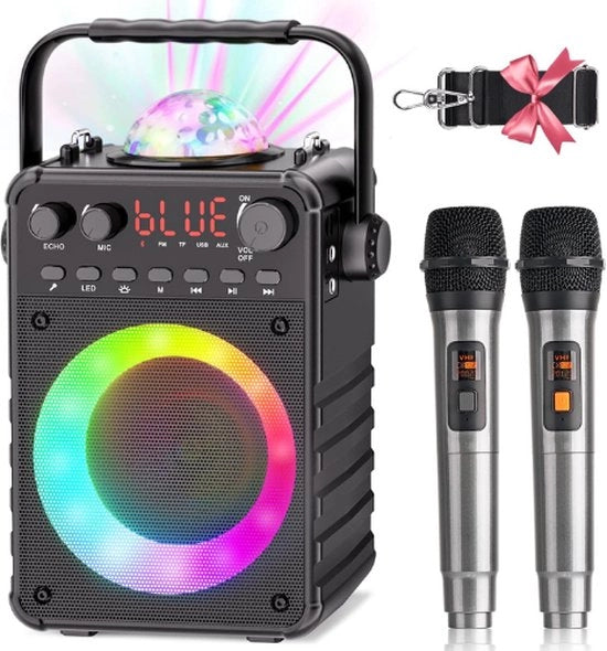 Impianto Karaoke Completo - Set Karaoke per Adulti - Set Karaoke per Bambini - Impianti Karaoke - Set Karaoke con 2 Microfoni - Set Karaoke con Microfono Senza Fili - Bluetooth - Senza Fili