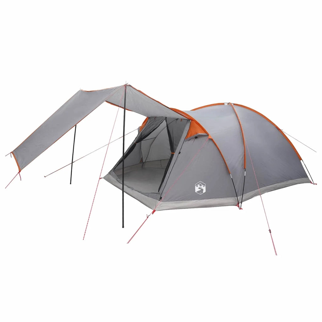 Tenda Capanna Grigio e arancione 6 persone Poliestere e Acciaio 42028585