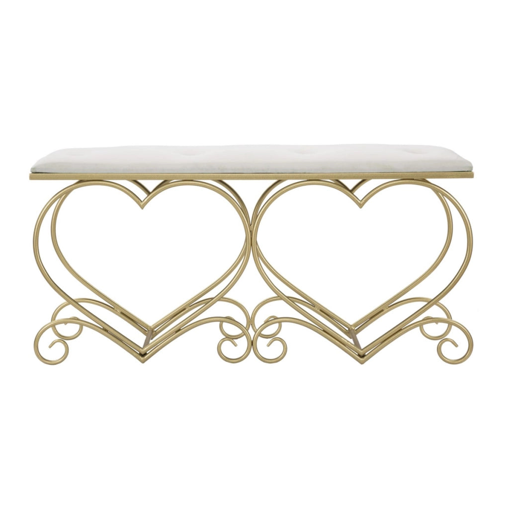 Panca Cuore 3, Oro, Metallo, 105x37,5x51,5 cm