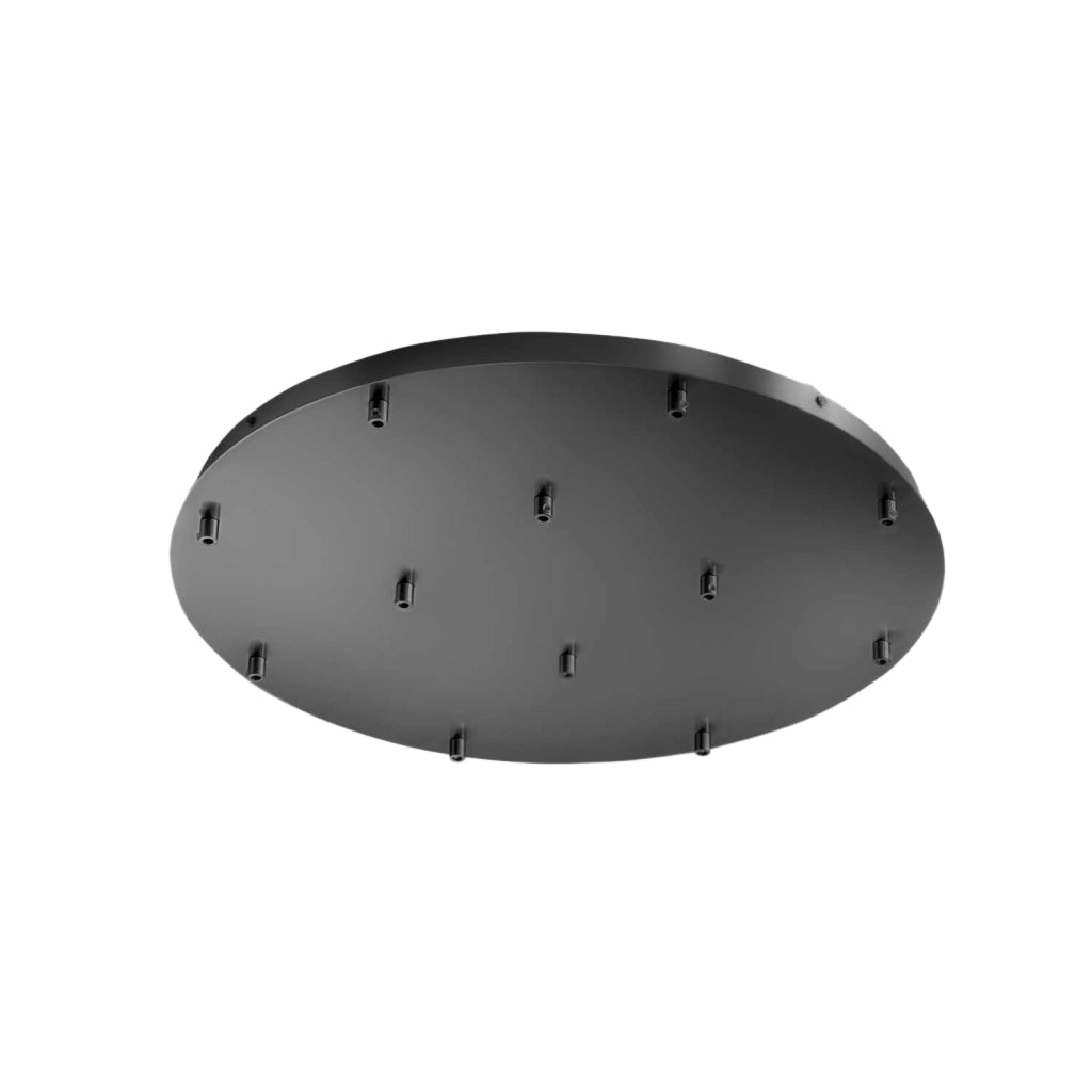 Rosone Tondo per Lampada a Sospensione OFELIA MINI B T/12 - 12 Fori, Metallo Finitura Nero Opaco con Kit Fissaggio e Morsettiera - Gea Luce