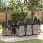 Set da Pranzo per Giardino 9 pcs Grigio chiaro polyrattan 3380525