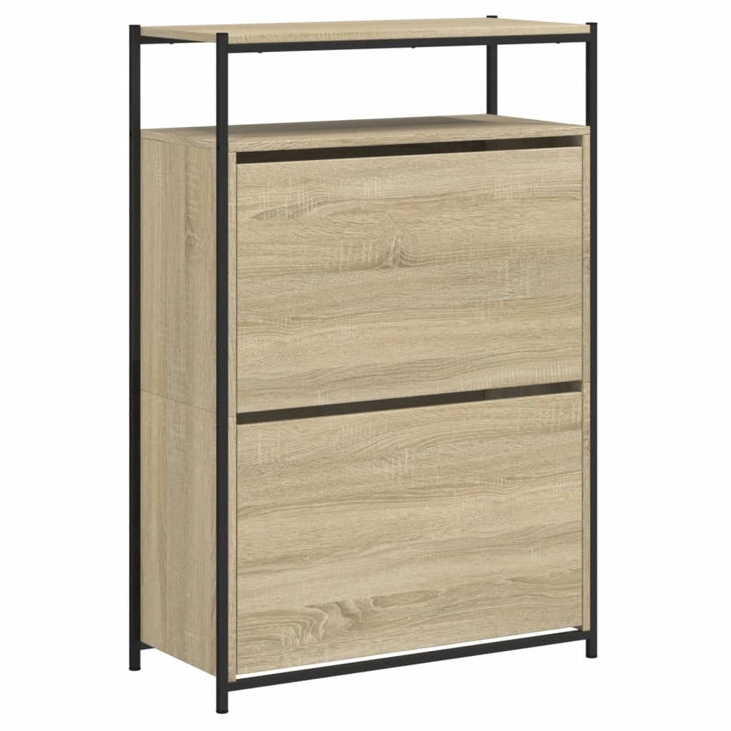 Scarpiera mobiletto portascarpe mobile per ingresso/corridoio/soggiorno legno Sonoma 75 x 34 x 112 cm marrone legno ingegnerizzato 02_0021729