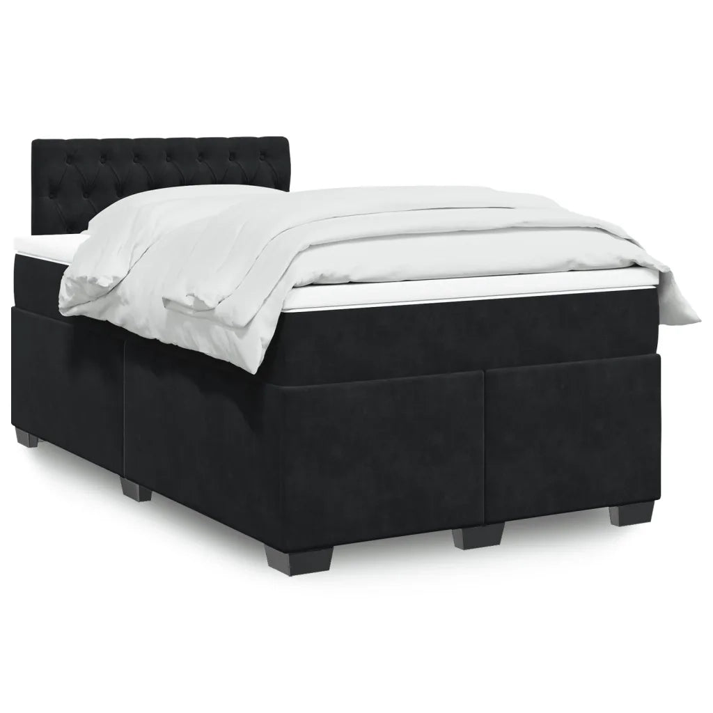 vidaXL Giroletto a Molle con Materasso Nero 120x200 cm in Velluto