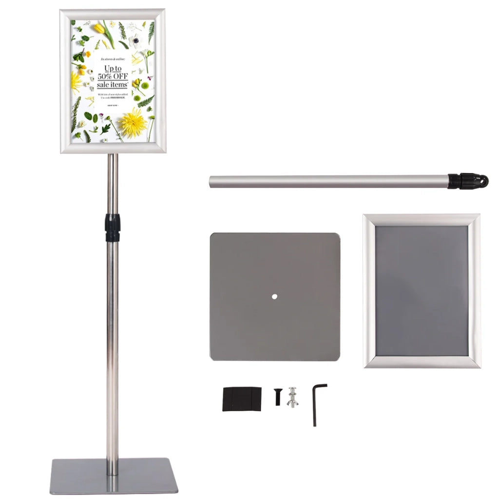 Espositore pubblicitario a4 altezza regolabile 73,5 x 28 x 118 cm stabile e pratico stile moderno in acciaio inossidabile argento 20_0013311