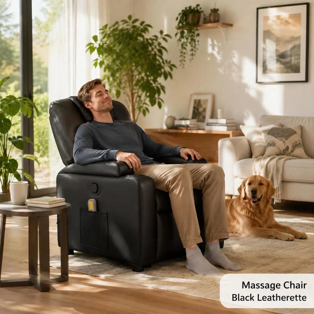 Black Faux Leather Massage Chair