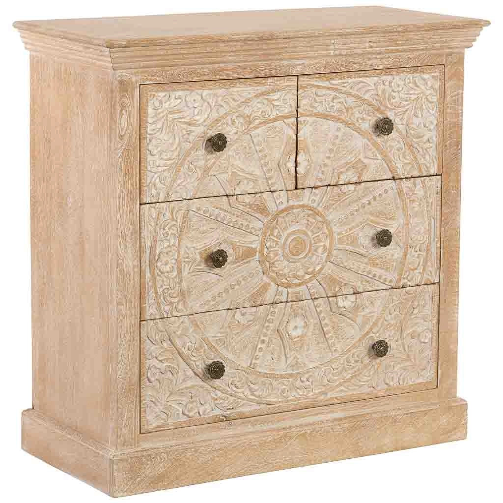 Credenza artigianale in legno a 4 cassetti 90x40x90h cm