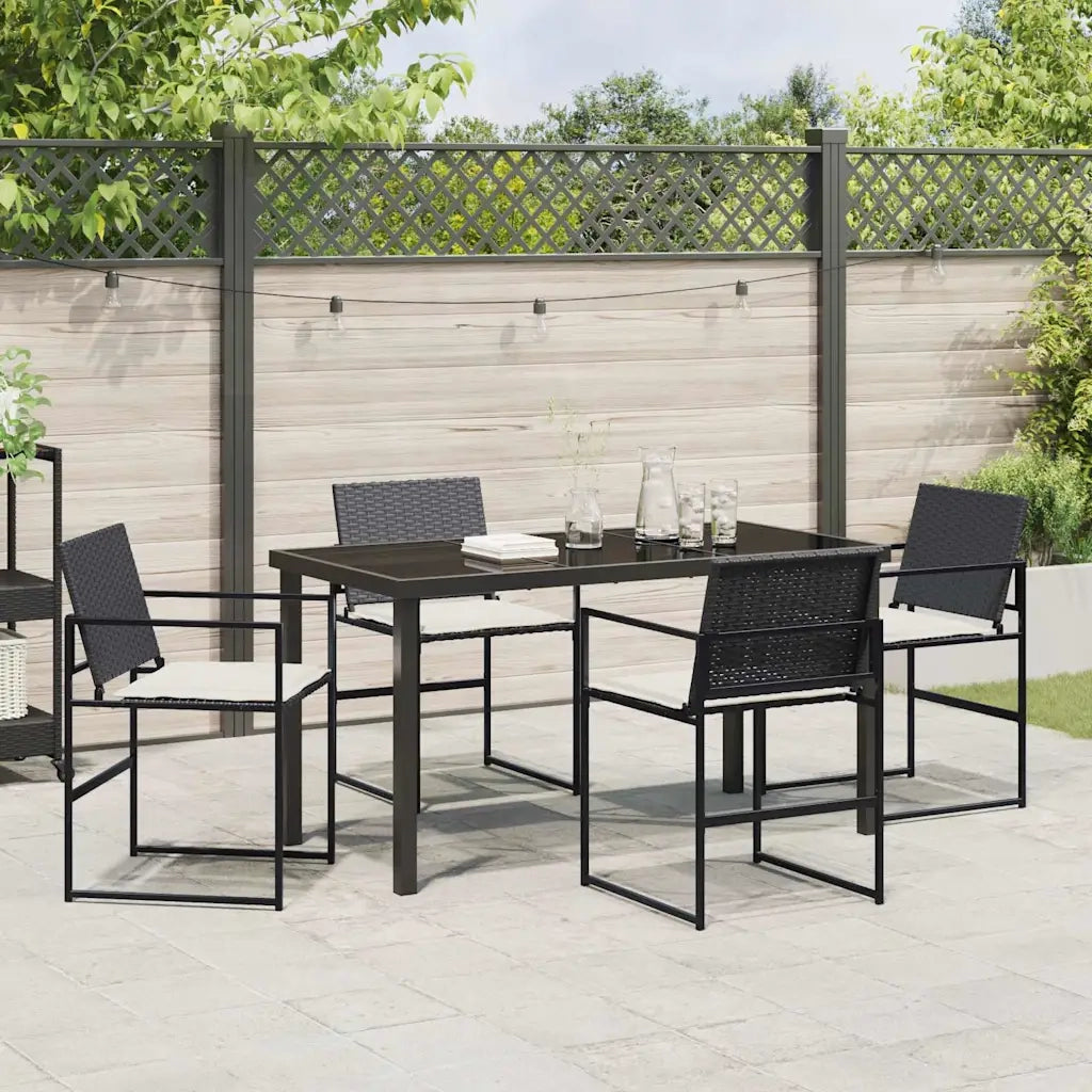 Set da Pranzo per Giardino 5 pcs Nero