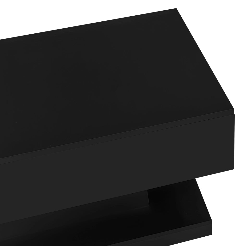 Tavolino da caff¨¨ moderno con sollevamento idraulico, piano scorrevole, LED e vano contenitore 100x50x45 cm nero
