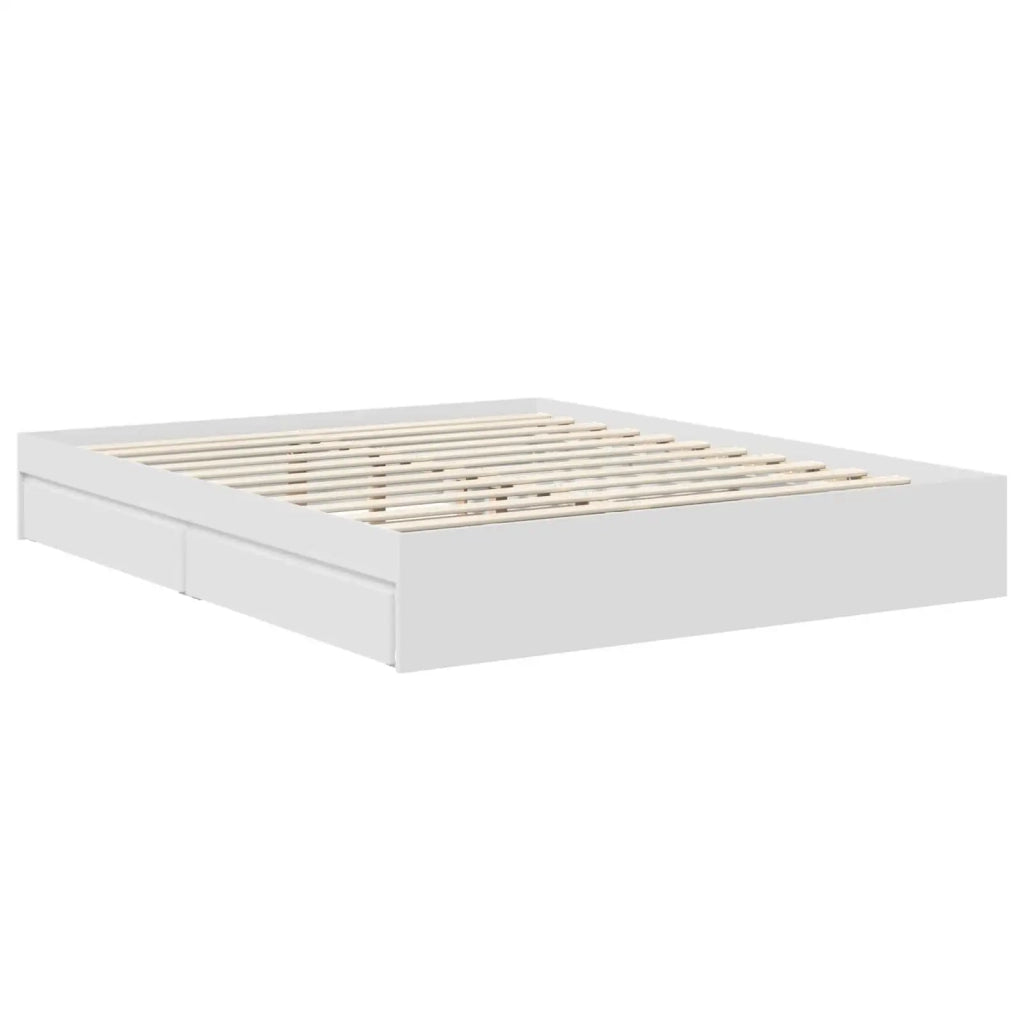 Letto con Contenitore Bianco 160 x 200 cm Legno multistrato