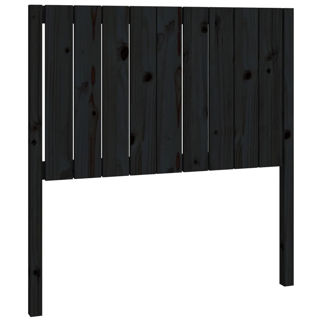 Testiera | Testata per Letto Nera 95,5x4x100 cm in Legno Massello di Pino