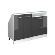 Mobile cucina sottotetto R-Line Antracite lucido/Bianco 120 cm Set di 2 Vicco