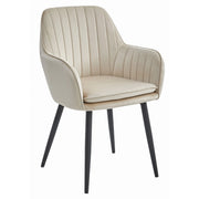Poltroncina Lugo in velluto beige e gambe nere