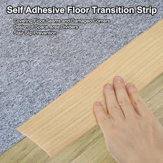 Profilo di transizione in legno di faggio autoadesivo 50 mm x 2 m - Ideale per pavimenti in laminato e pavimenti
