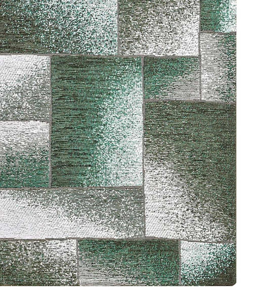 Tappeto Arredo TETRIX VERDE salotto soggiorno camera, disegno geometrico stile mondrian arte moderna, multiuso lavabile antiscivolo cm.85x150