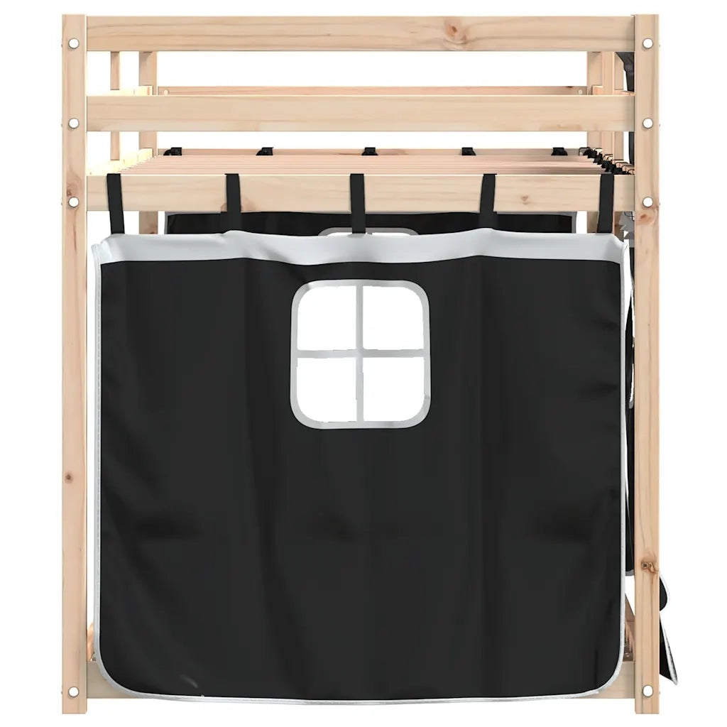 Letto singolo | Letto per adulti | Letto a Castello senza Materasso Bianco e Nero 90x200cm in Pino