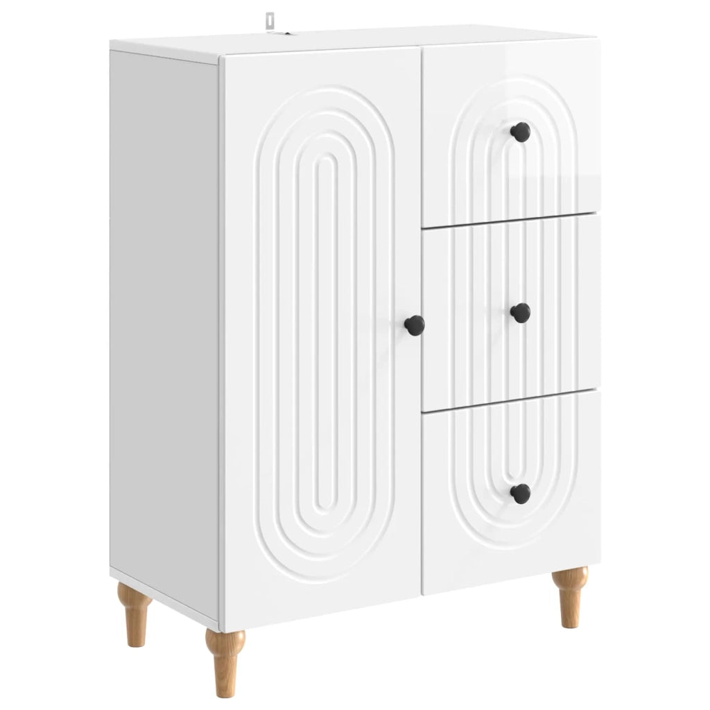 Credenza Bianco Lucido 66 x 34,5 x 90 cm Legno ingegnerizzato