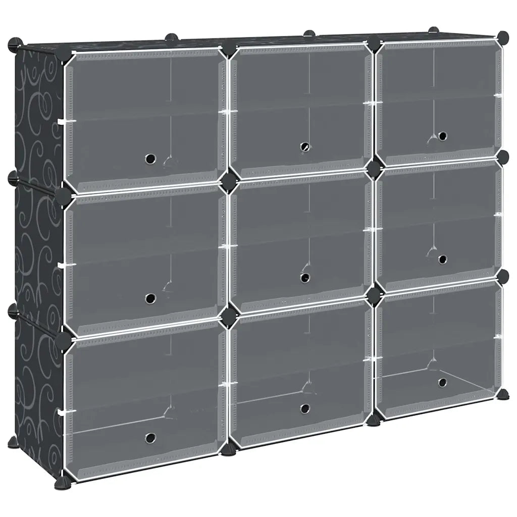 Organizzatore Portaoggetti con 9 Cubi e Ante Trasparenti in PP 4019577