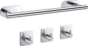 Maniglione per asciugamani senza foratura 40 cm Maniglione per asciugamani in acciaio inossidabile con 3 ganci per asciugamani Maniglione autoadesivo per bagno Montaggio a parete per bagno camera da letto cucina (argentato sbreccato)
