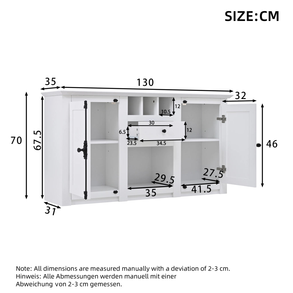 Armadio per soggiorno - Zephmum- 130x35x70cm - 2 ante 1 cassetto 3 scaffali vino - Bianco