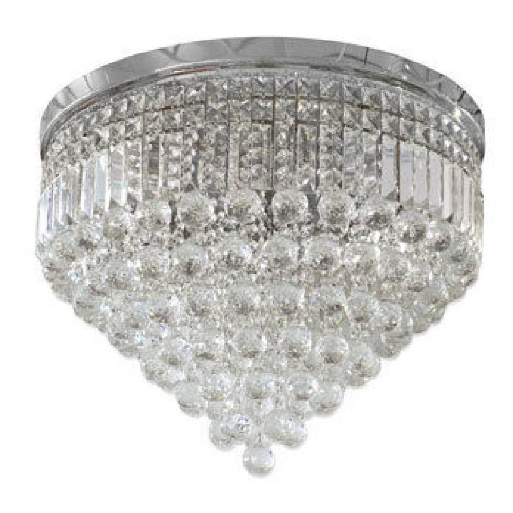 Trade Shop - Lampadario Soffitto Plafoniera Con Sfere Cristalli In Vetro Portalampada E14 A - Argento
