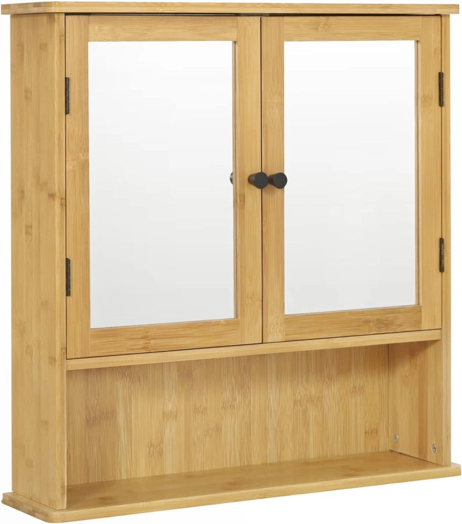 Set di mobili da bagno con armadietto a specchio, per bagno, in bambù, modello 12