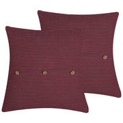 Set di 2 cuscini decorativi rossi 43 x 43 cm Bottoni a righe Cuscino per la casa Accessorio morbido per la casa