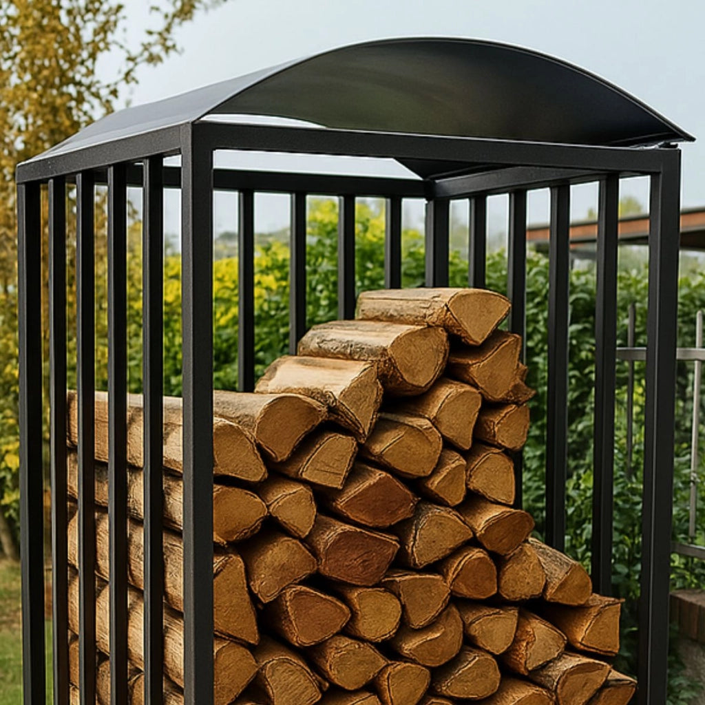 Legnaia portalegna su ruote in acciaio antracite eco 80x80xh190 cm