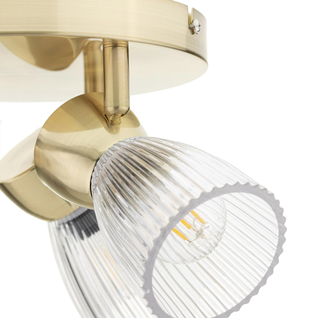Plafoniera rotonda oro satinata Best 3 luci vetro E14 Milagro