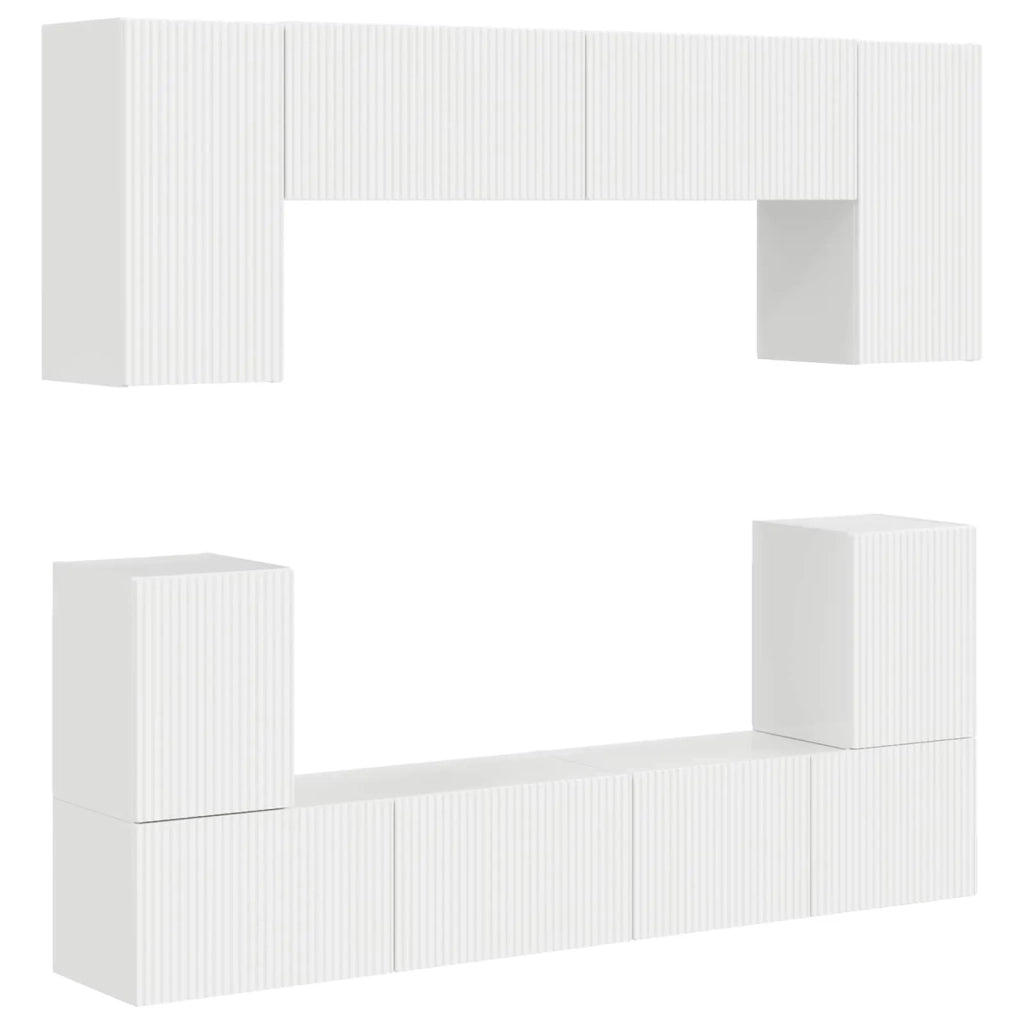 Set mobile TV 5 pcs Bianco Lucido Legno multistrato