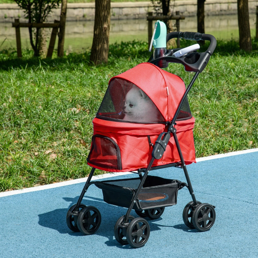 Casetta per Cani Piccoli con Ruote e Finestre ¨C Zephmum ¨C Rosso 67x45x96 cm