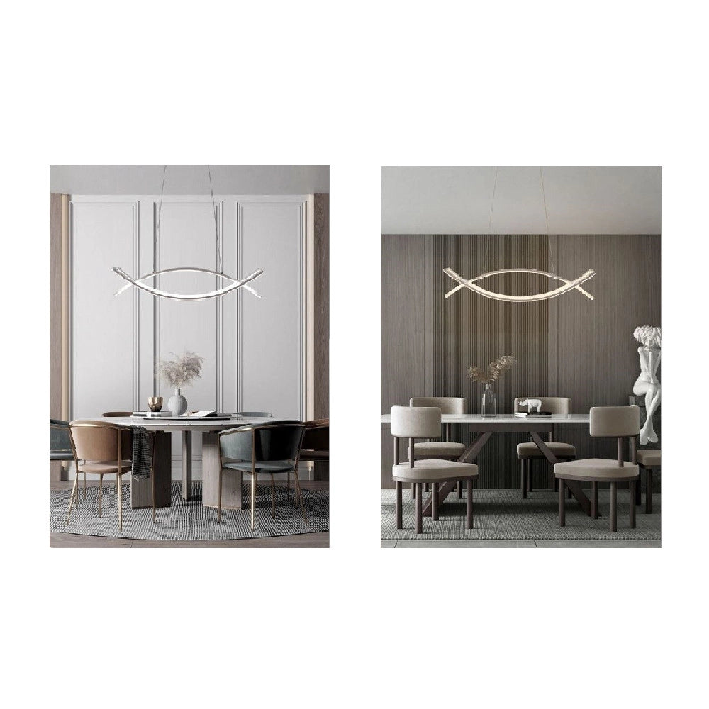 Trade Shop - Lampadario A Sospensione Moderno 2 Linee Curve Incrociate Luce 4000k 6500k Lp-27 -