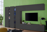 Parete Attrezzata Soggiorno 340x30x180 cm Maruska n°5 Grigio Antracite Opaco