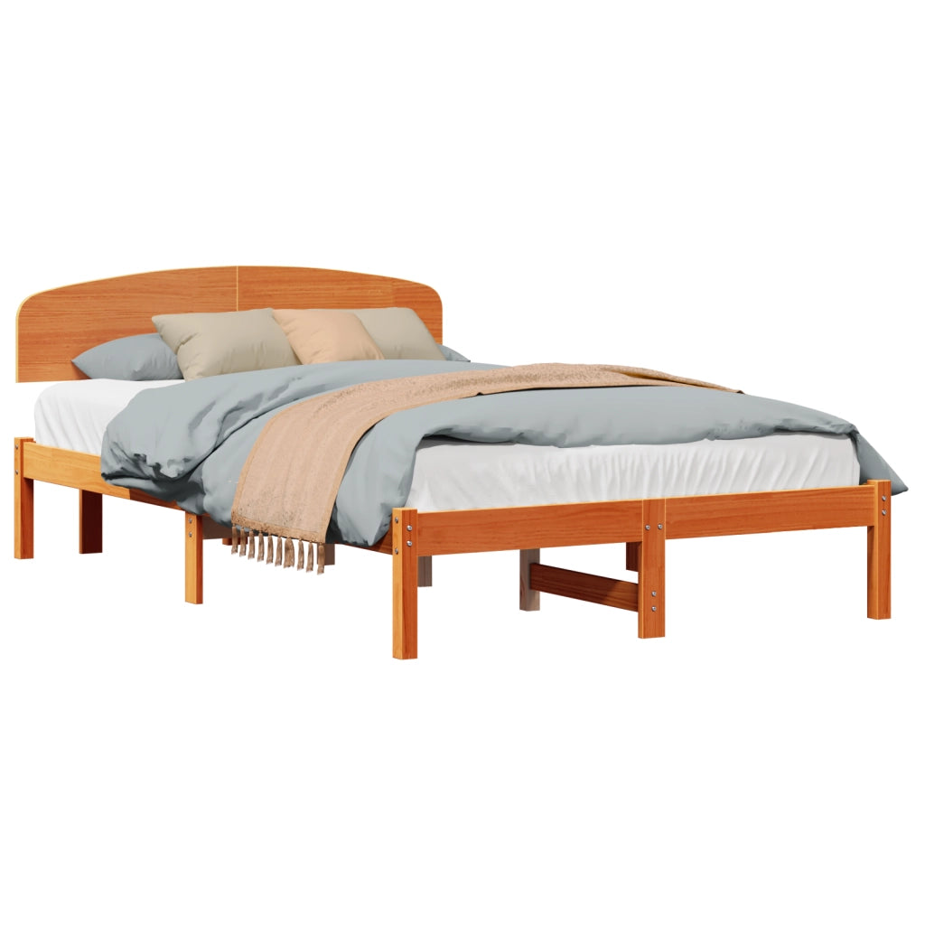 Struttura Letto con Testiera Marrone Cerato 120x200 cm Legno Massello di Pino