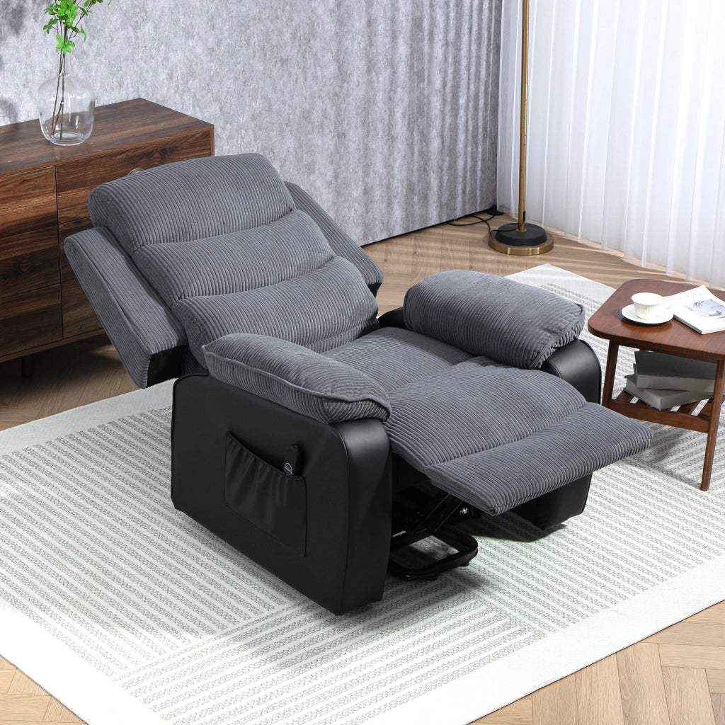 Poltrona Alzapersona Elettrica con Telecomando ¨C Xylo ¨C Tessuto Cord Grigio Scuro