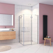 120x90x190 cm Box Doccia Angolare Porte Battenti in Vetro 8 mm Temperato Trasparente Anticalcare Ante con Barre Stabilizzatrici