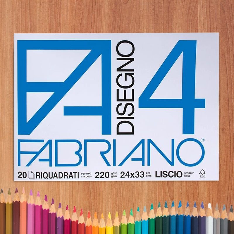 FABRIANO BLOCCO DISEGNO F4 24X33CM LISCIO RIQUADRATI 20 FOGLI