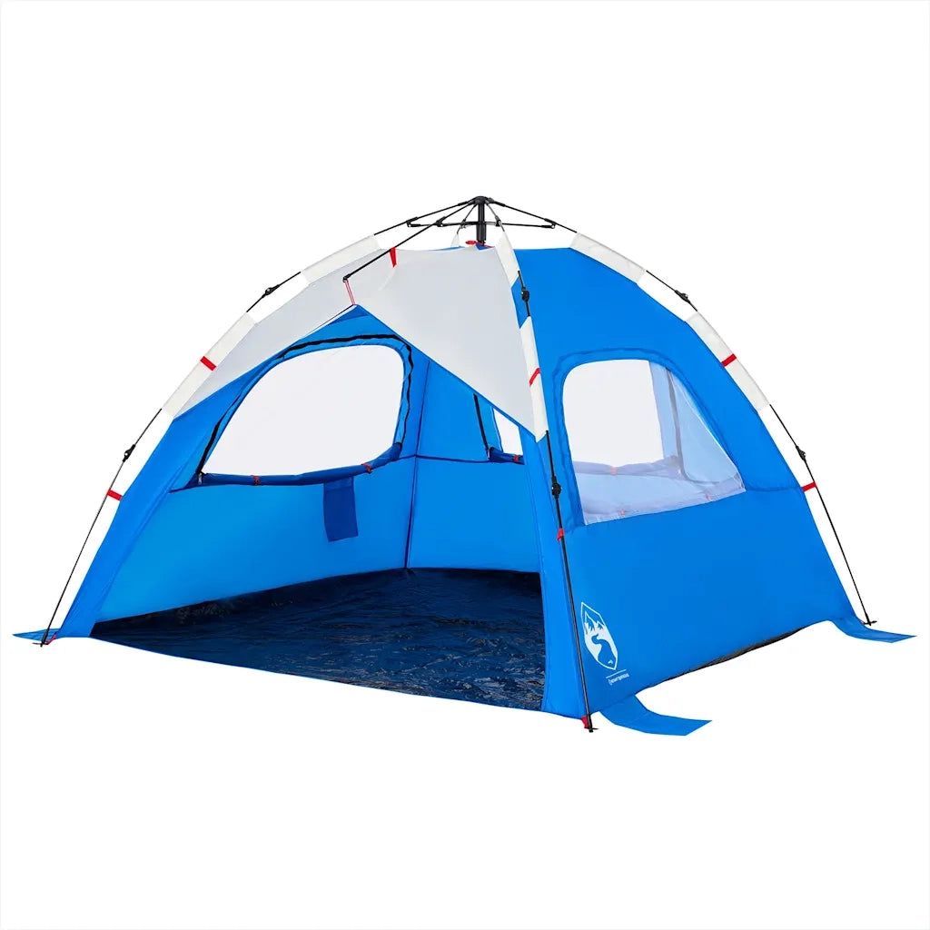 Tenda da Spiaggia 3 Persone-Tenda da campeggio Azzurro Rilascio Rapido Impermeabile 987789